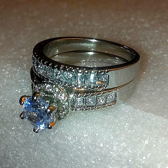 Ladies  iced out wedding anniversary engagement set - Picture 1 of 8